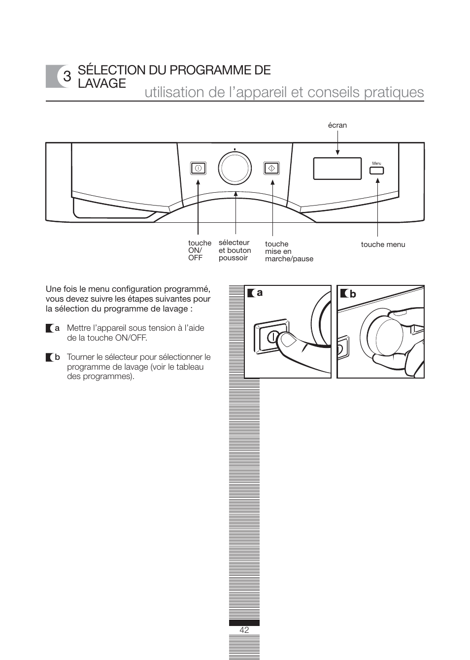 Utilisation de l’appareil et conseils pratiques, Sélection du programme de lavage | Fagor America FA-4812X User Manual | Page 42 / 88