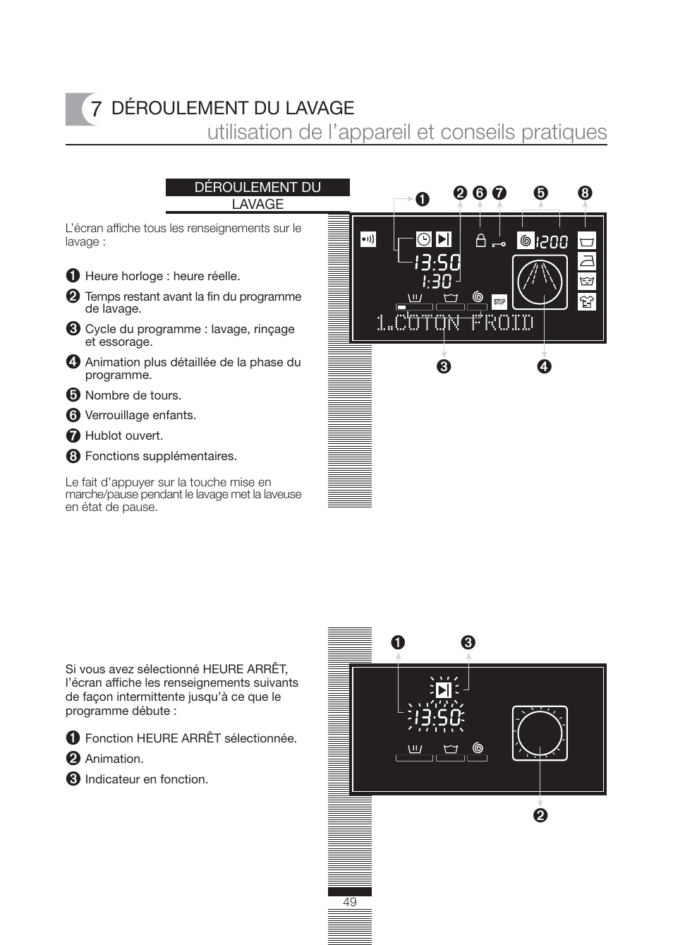 Utilisation de l’appareil et conseils pratiques, Coton froid | Fagor America FA-4812X User Manual | Page 49 / 88