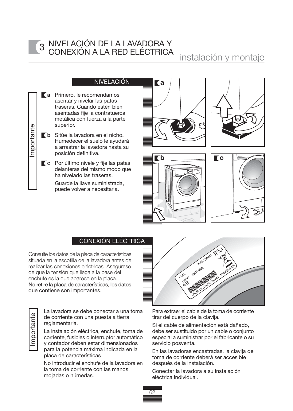Instalación y montaje 3 | Fagor America FA-4812X User Manual | Page 62 / 88