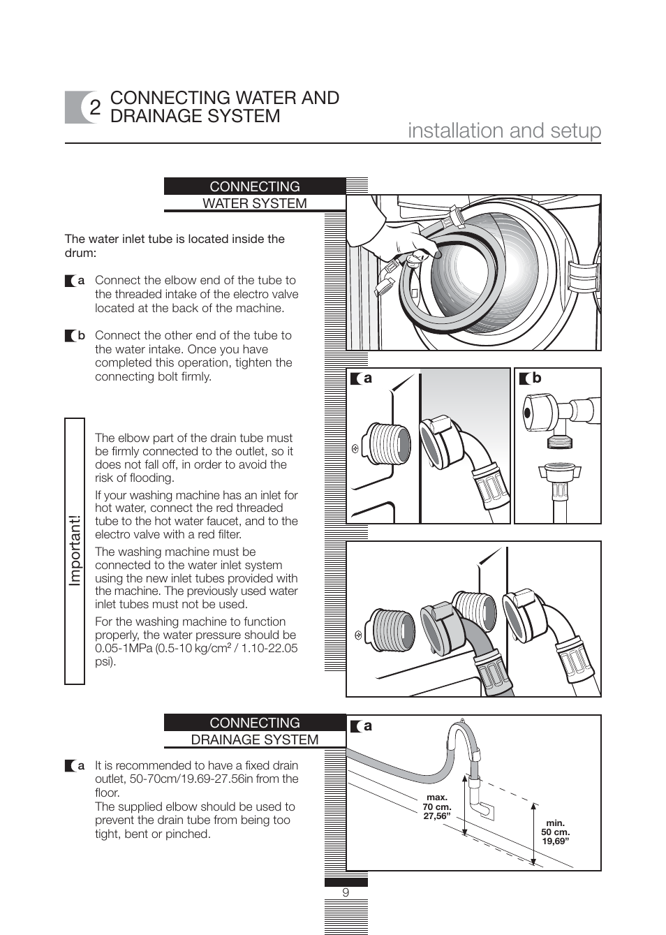 Installation and setup, Connecting water and drainage system | Fagor America FA-4812X User Manual | Page 9 / 88