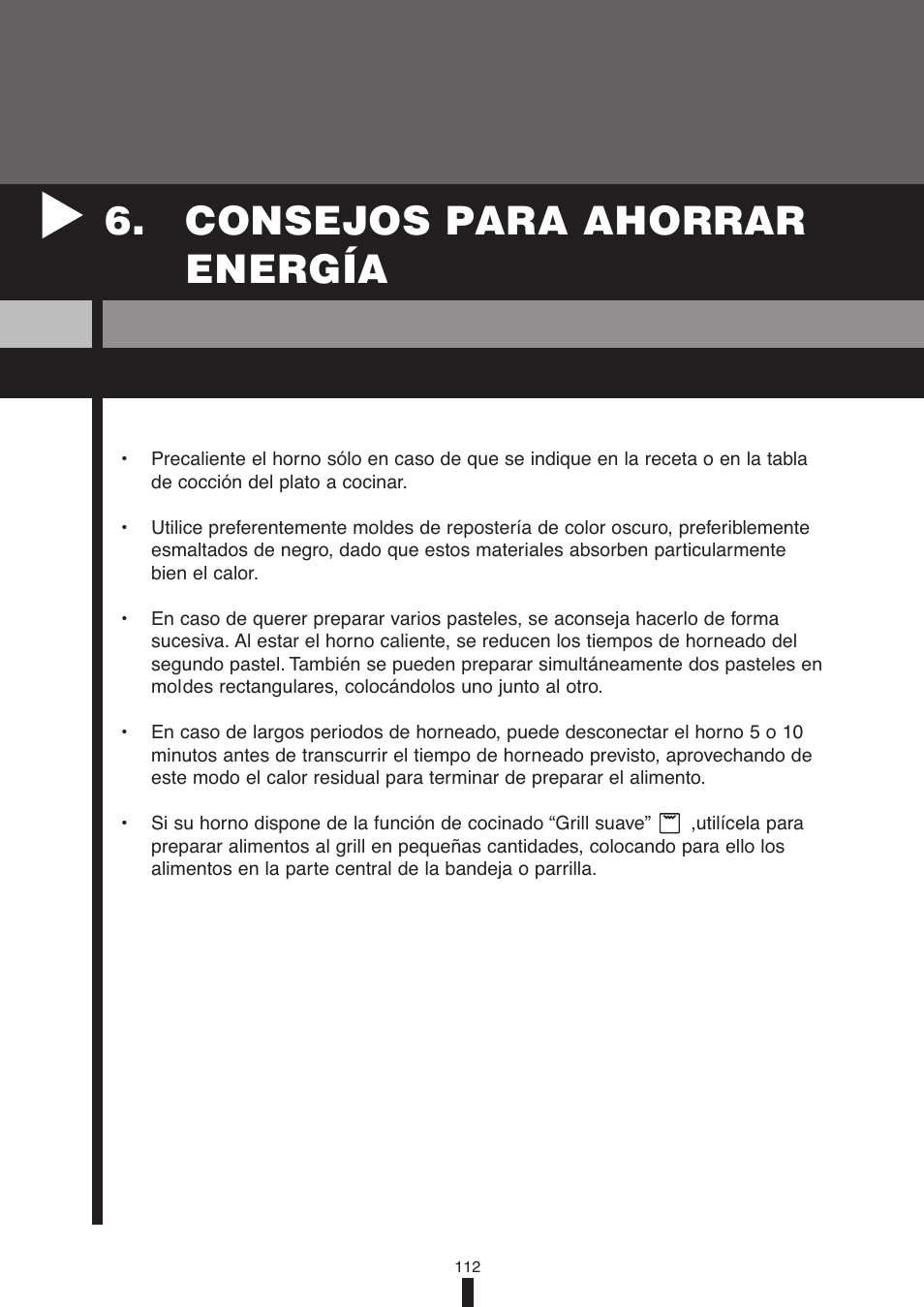 Consejos para ahorrar energía | Fagor America 5HA-196X User Manual | Page 112 / 122