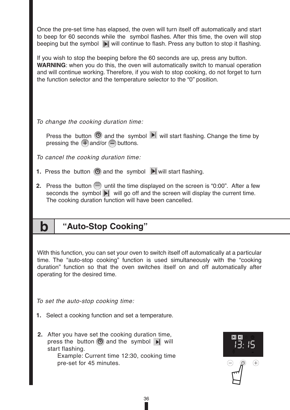 Auto-stop cooking | Fagor America 5HA-196X User Manual | Page 36 / 122