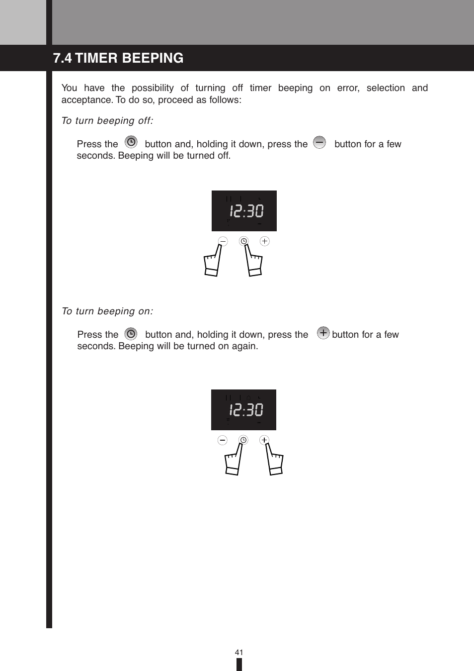 4 timer beeping | Fagor America 5HA-196X User Manual | Page 41 / 122