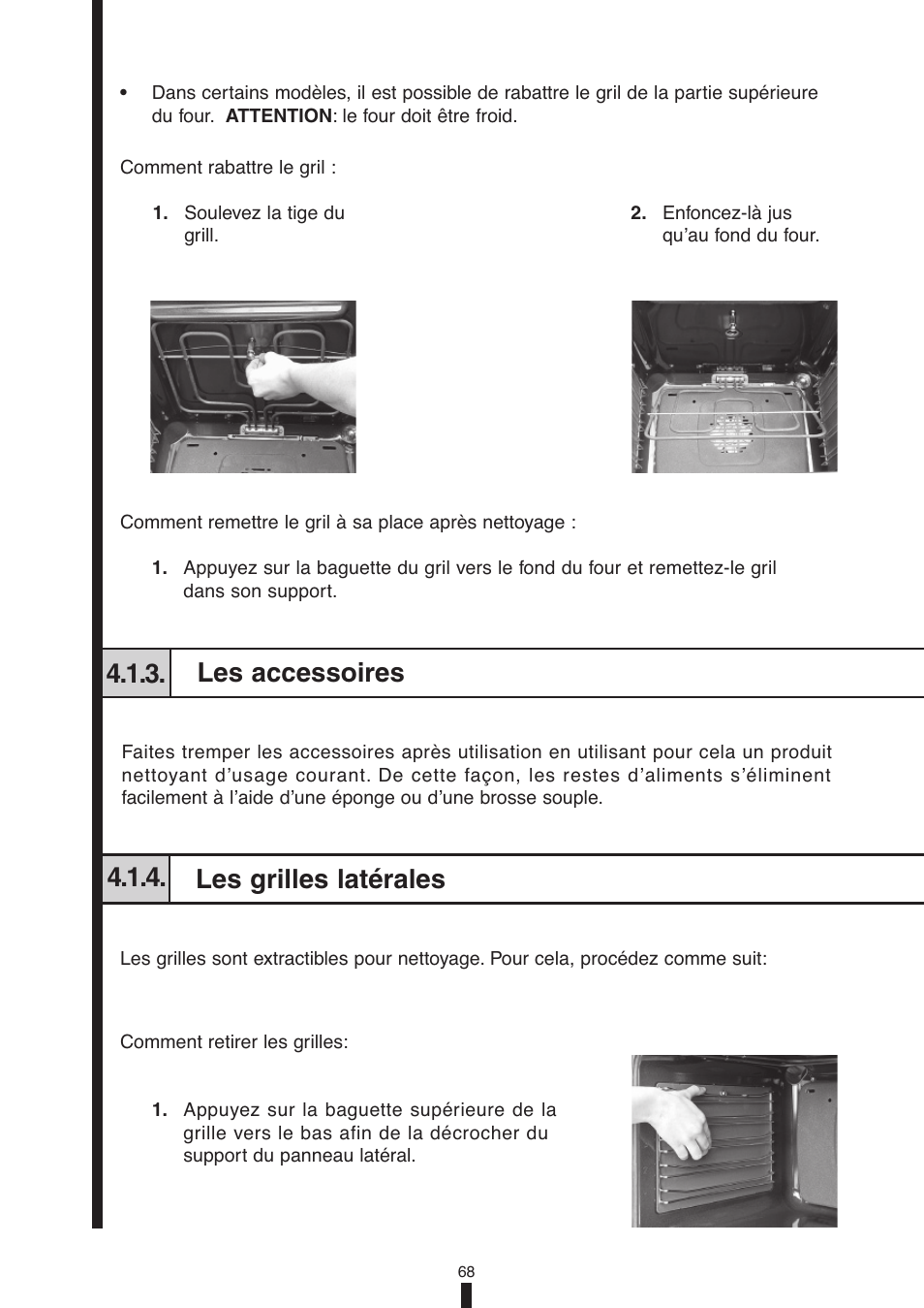 Les accessoires 4.1.3, Les grilles latérales 4.1.4 | Fagor America 5HA-196X User Manual | Page 68 / 122