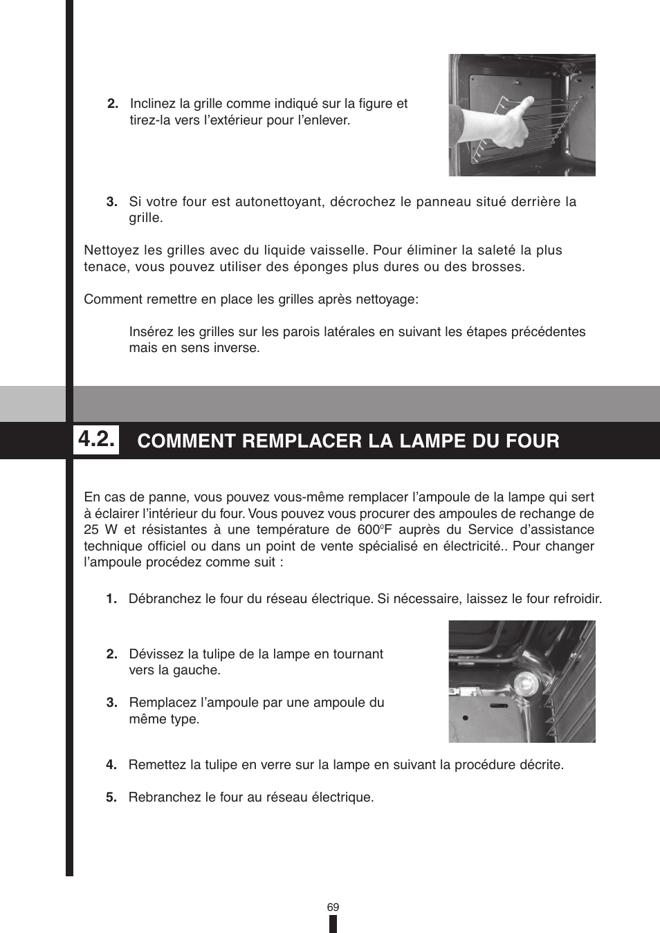 Comment remplacer la lampe du four | Fagor America 5HA-196X User Manual | Page 69 / 122