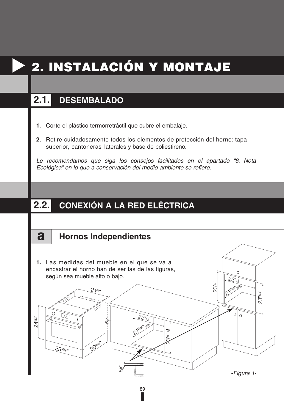 Instalación y montaje | Fagor America 5HA-196X User Manual | Page 89 / 122