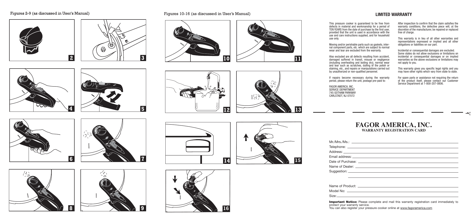 Fagor america, inc, Limited warranty | Fagor America Duo User Manual | Page 2 / 2