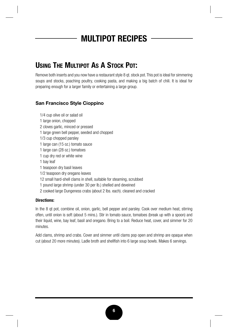 Multipot recipes | Fagor America Multipot Set none User Manual | Page 8 / 30