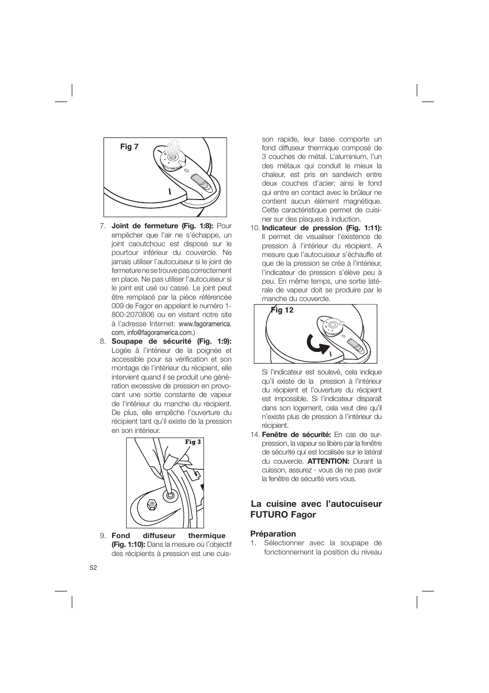 Fagor America FUTURO PRESSURE COOKER User Manual | Page 52 / 64