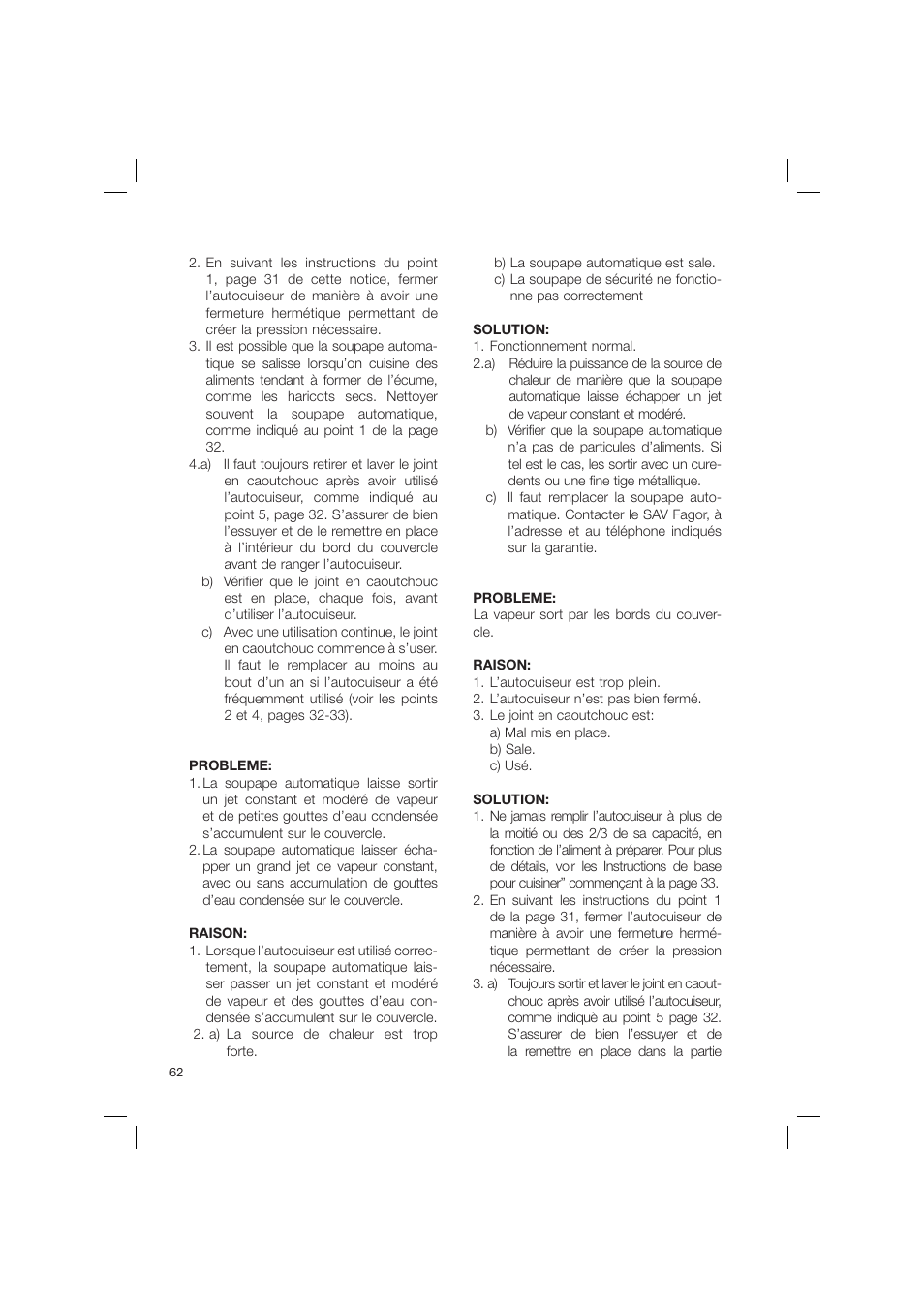 Fagor America FUTURO PRESSURE COOKER User Manual | Page 62 / 64