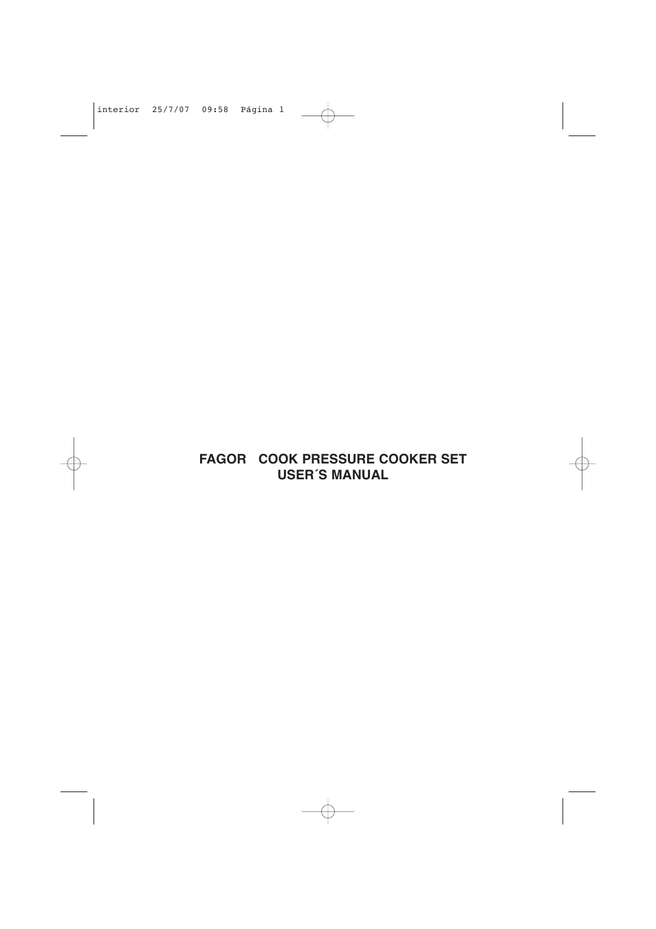 Fagor America uCOOK PRESSURE COOKER SET User Manual | 48 pages