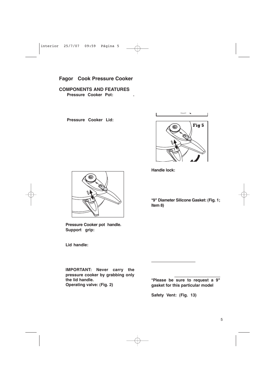 Fagor America uCOOK PRESSURE COOKER SET User Manual | Page 5 / 48