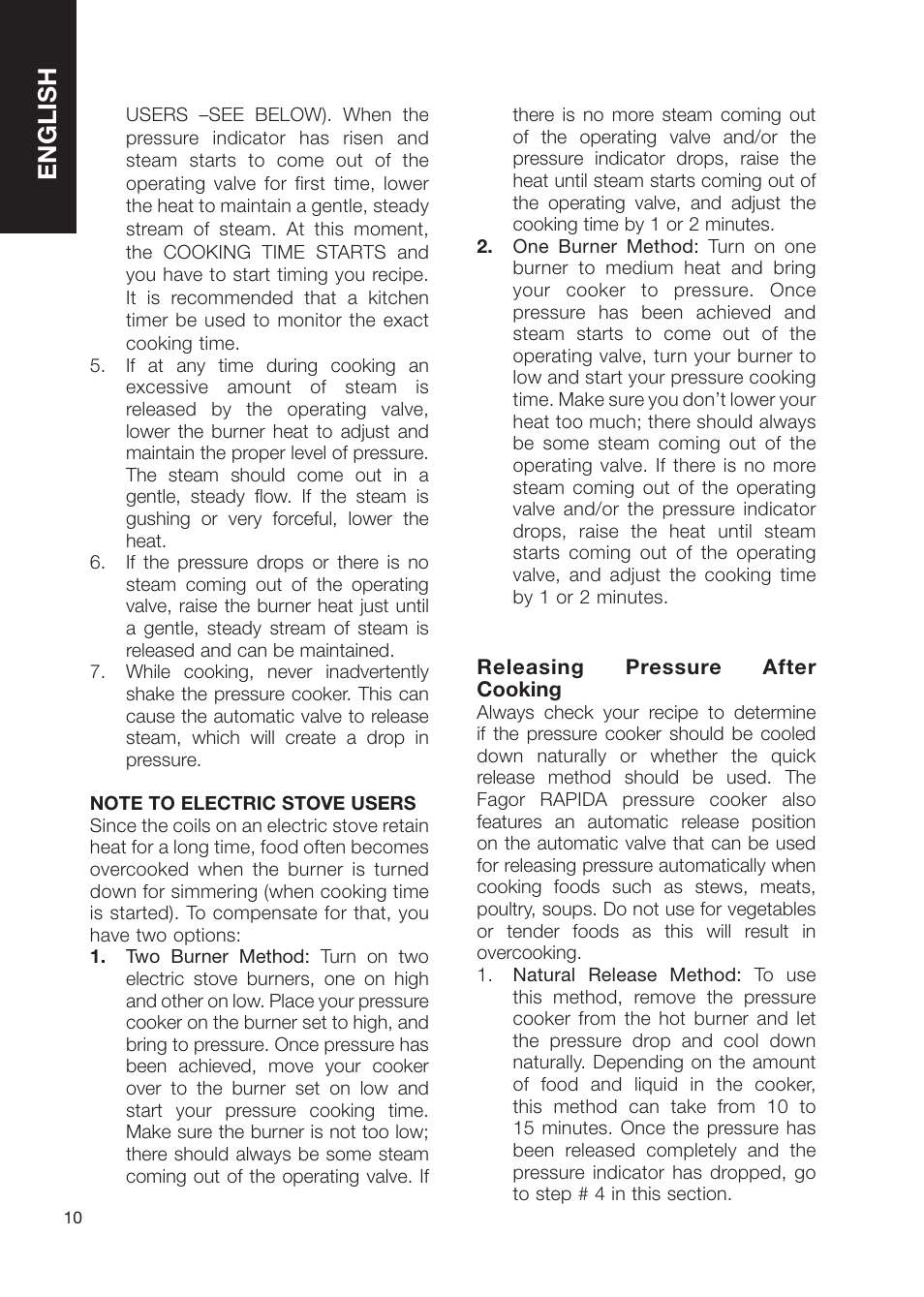 English | Fagor America Fagor Rapida Pressure Cooker User Manual | Page 10 / 92