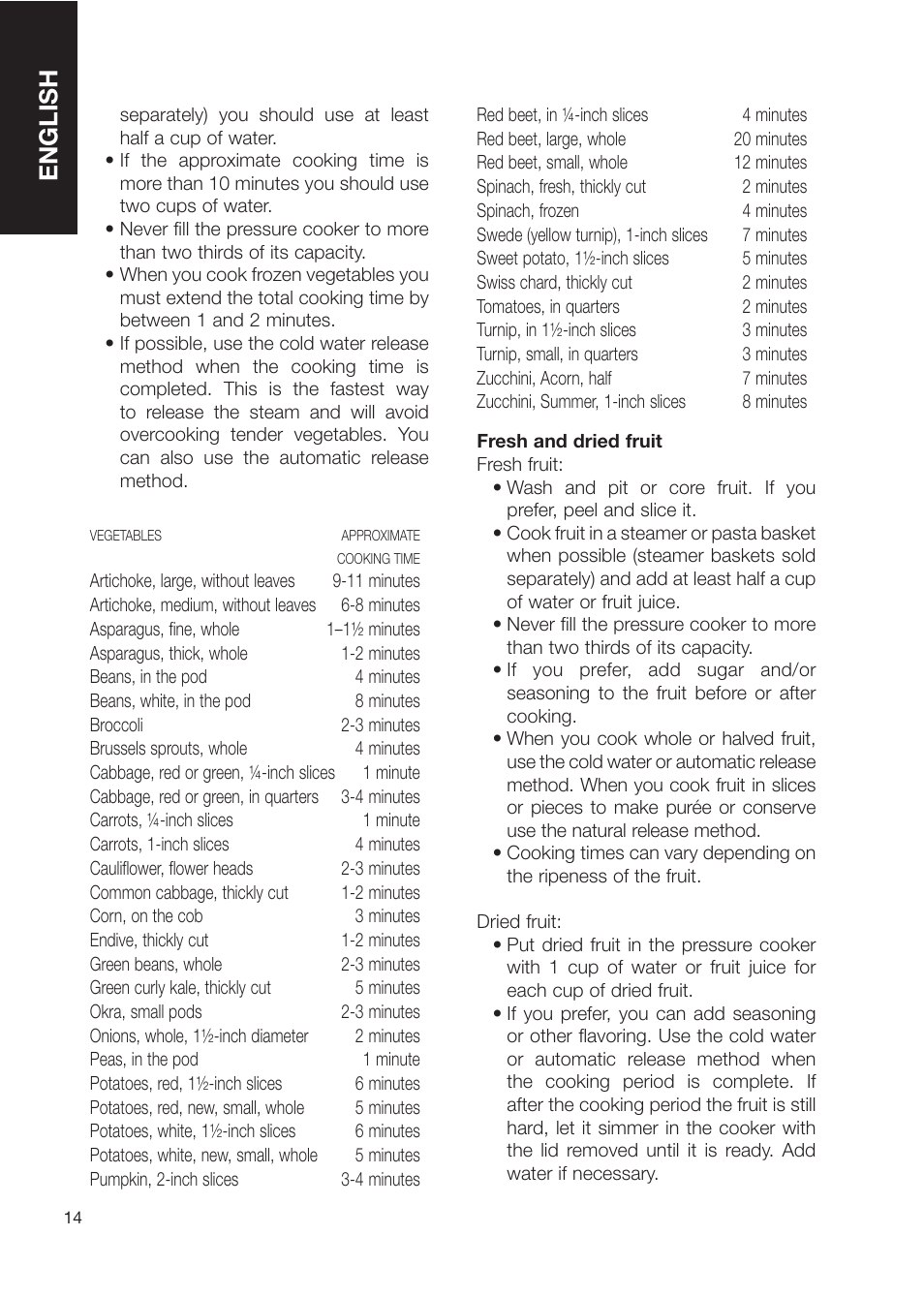 English | Fagor America Fagor Rapida Pressure Cooker User Manual | Page 14 / 92