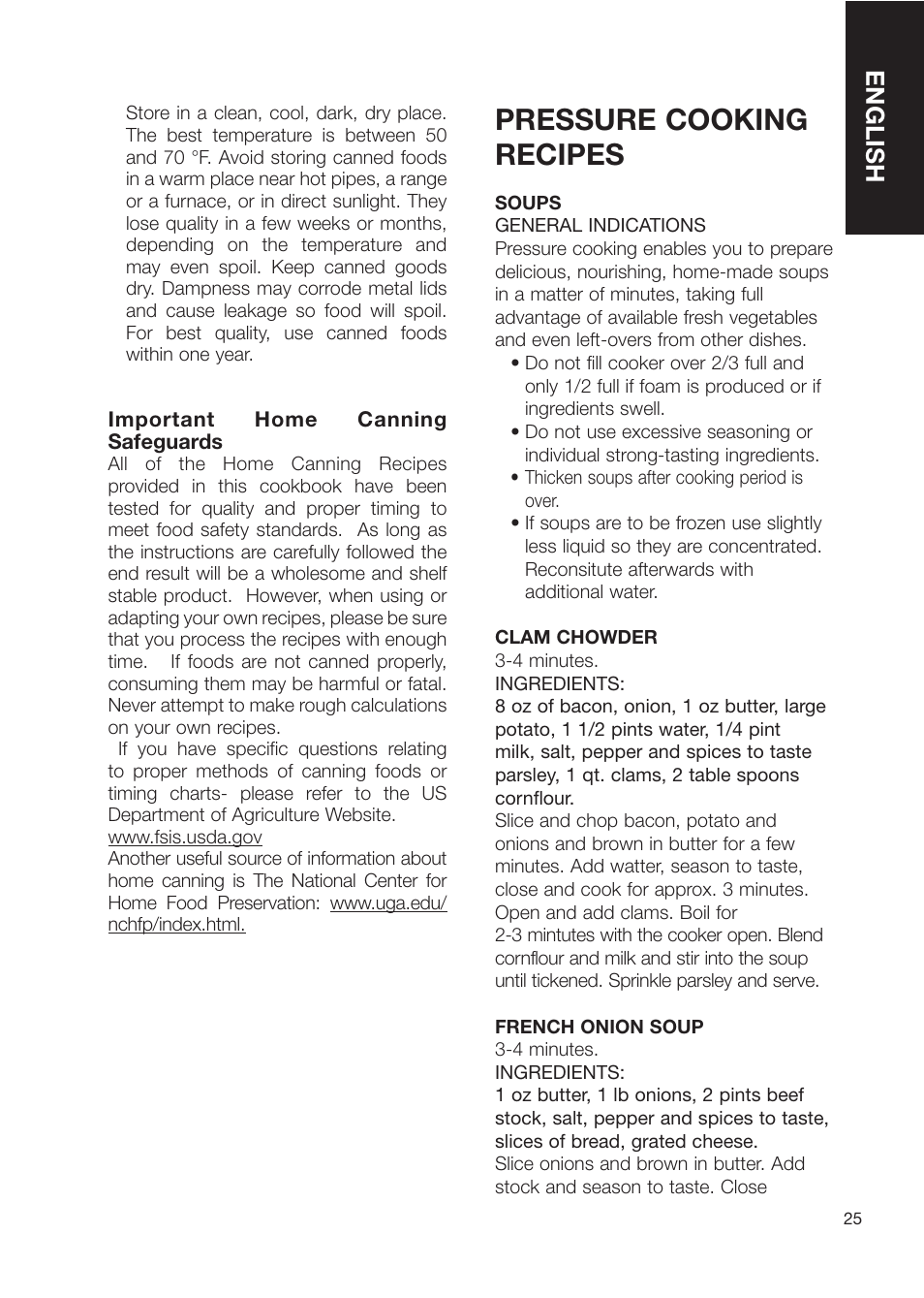Pressure cooking recipes, English | Fagor America Fagor Rapida Pressure Cooker User Manual | Page 25 / 92