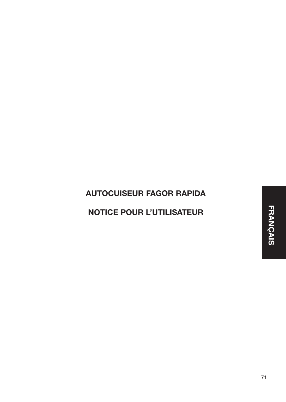 Fagor America Fagor Rapida Pressure Cooker User Manual | Page 71 / 92