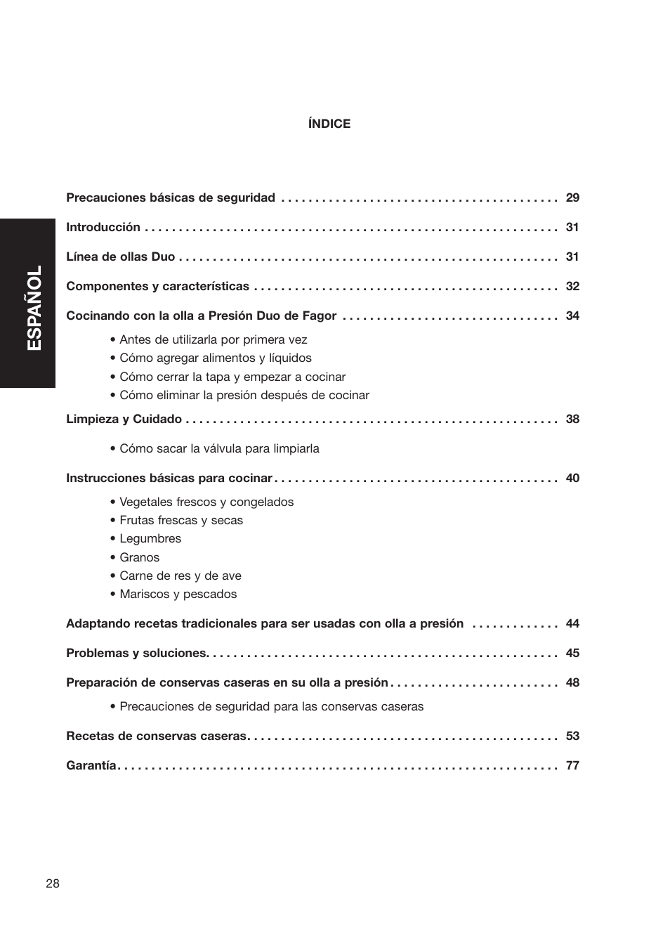 Esp añol | Fagor America Electric Pressure Cooker User Manual | Page 28 / 76