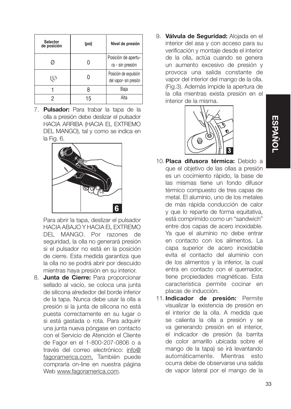 Esp añol | Fagor America Electric Pressure Cooker User Manual | Page 33 / 76