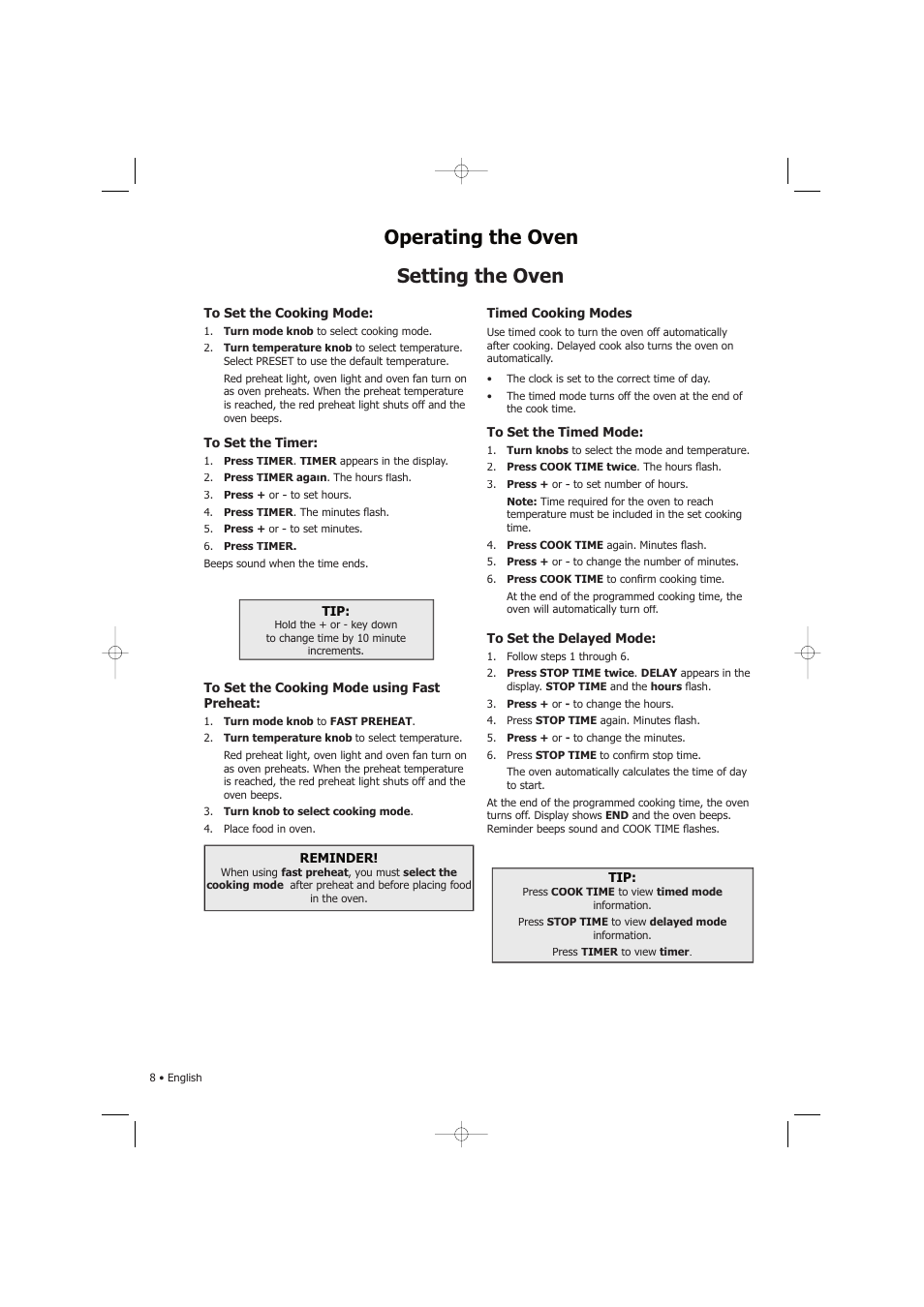 Ne v, Setting the oven operating the oven | Fagor America SHA-730 X User Manual | Page 11 / 82