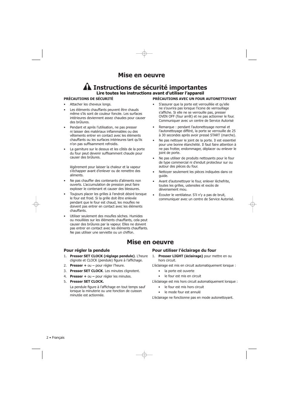 Instructions de sécurité importantes, Mise en oeuvre | Fagor America SHA-730 X User Manual | Page 25 / 82