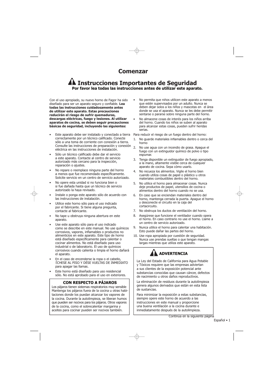Instrucciones importantes de seguridad | Fagor America SHA-730 X User Manual | Page 44 / 82