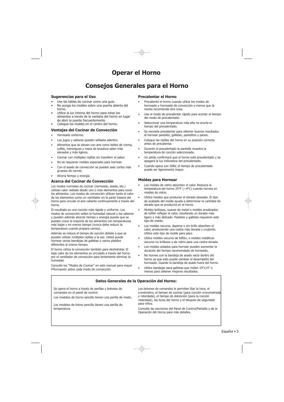 Consejos generales para el horno | Fagor America SHA-730 X User Manual | Page 48 / 82