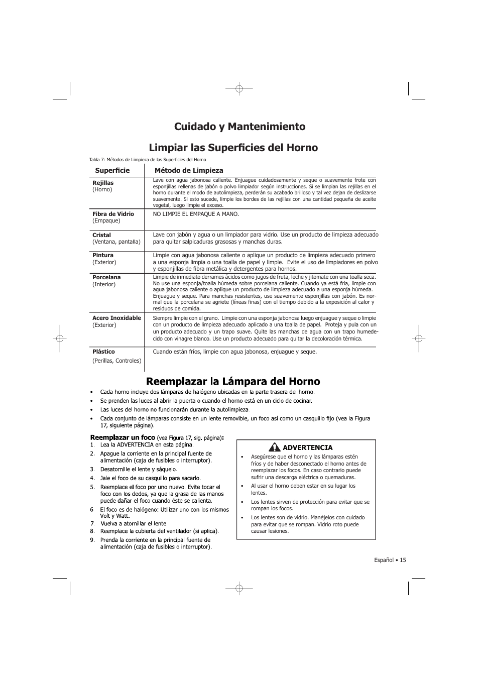 Limpiar las superfi cies del horno | Fagor America SHA-730 X User Manual | Page 58 / 82