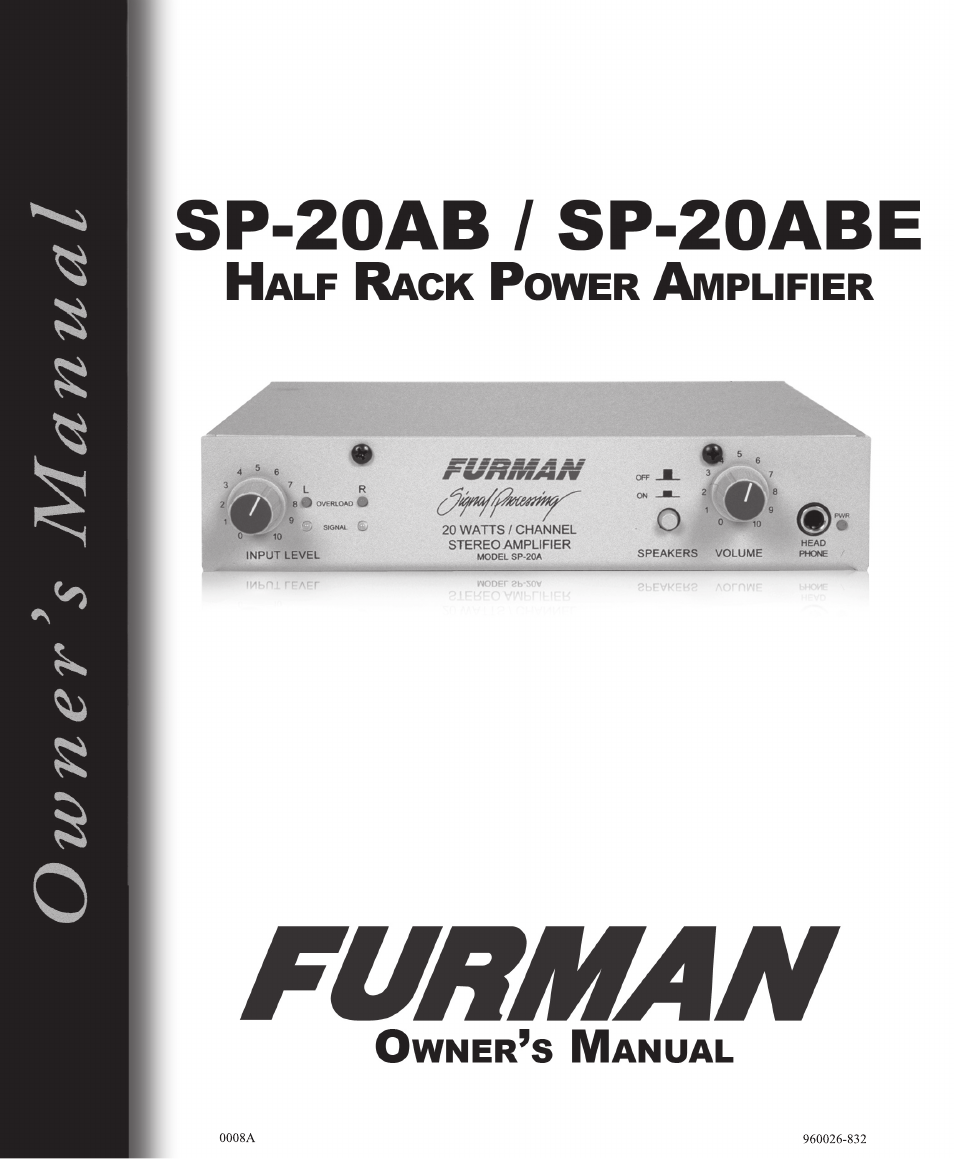 Furman Sound SP-20AB User Manual | 12 pages