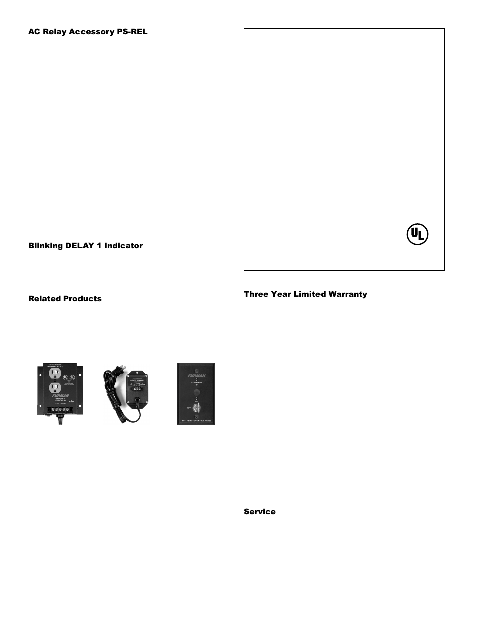 Ps-8, ps-8r specifications | Furman Sound PS-8RE User Manual | Page 4 / 4