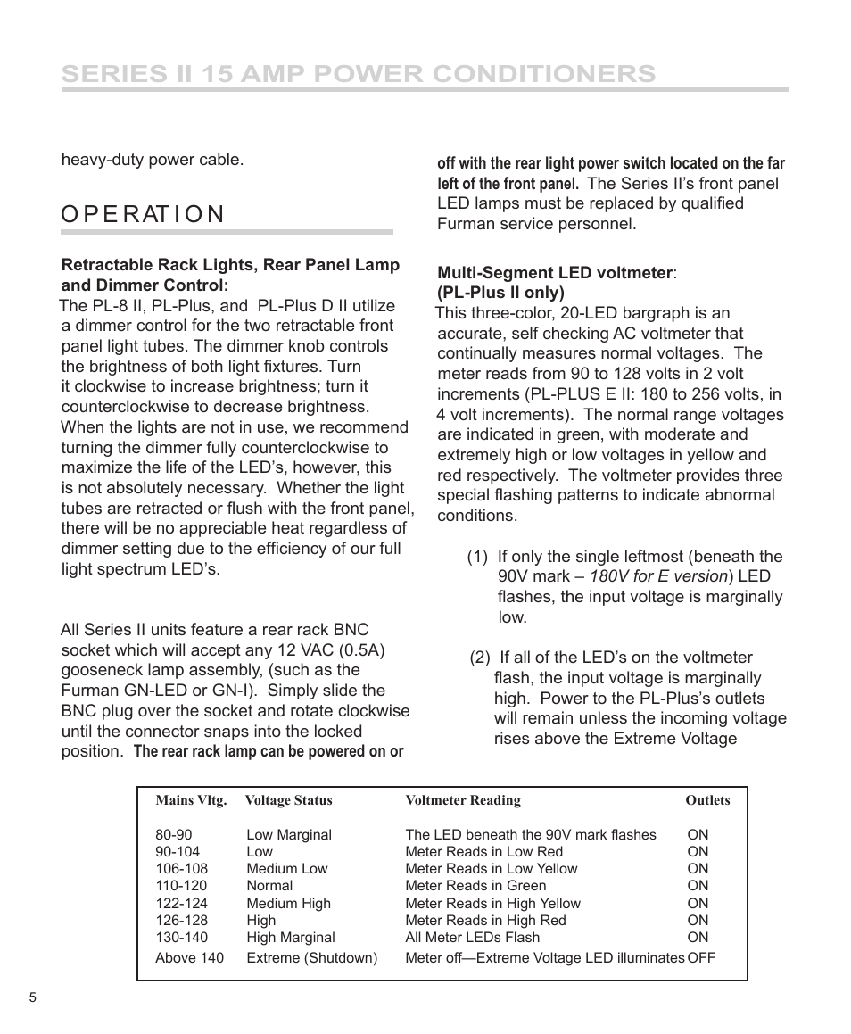 Series ii 15 amp power conditioners | Furman Sound PM-8 II User Manual | Page 6 / 12