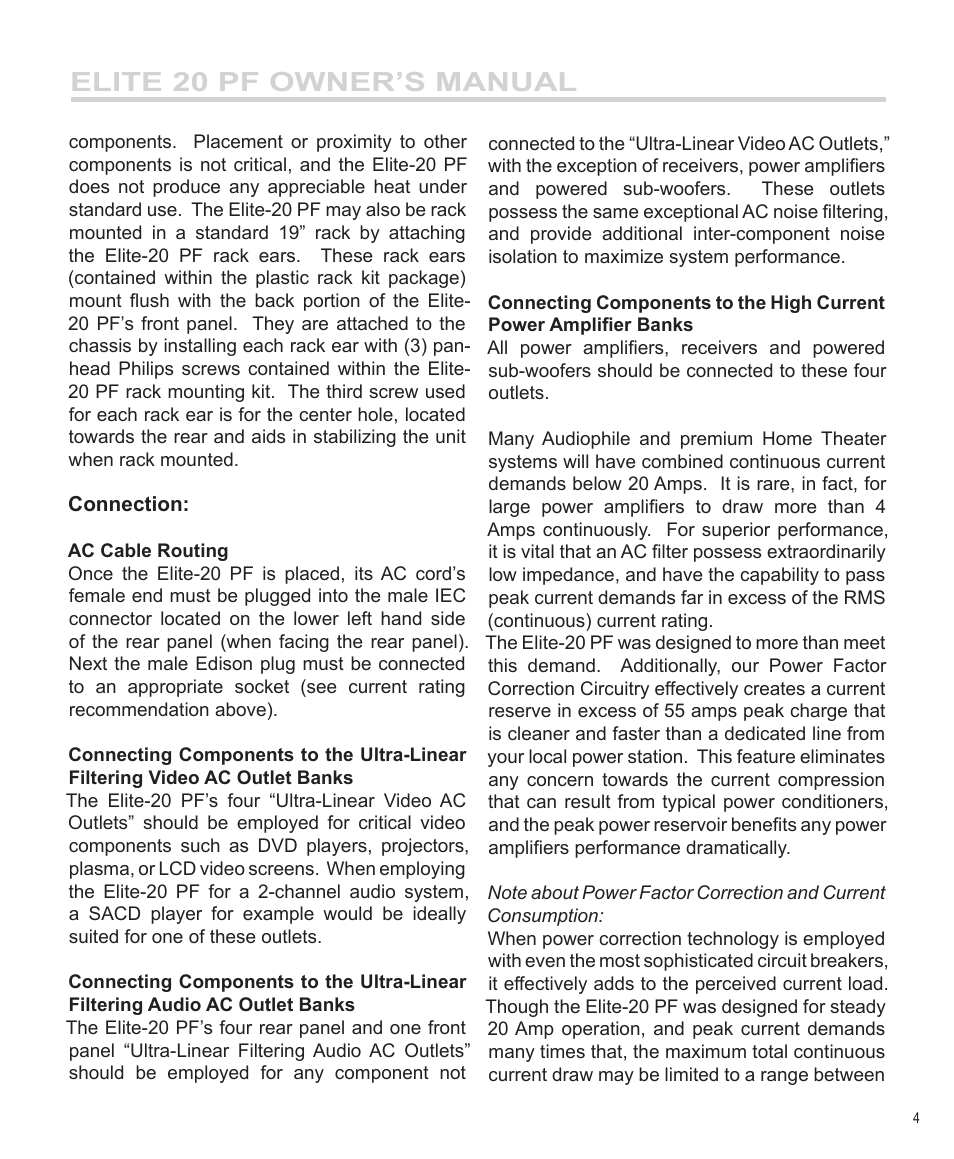 Elite 20 pf owner’s manual | Furman Sound ElitE 20 PF User Manual | Page 5 / 12