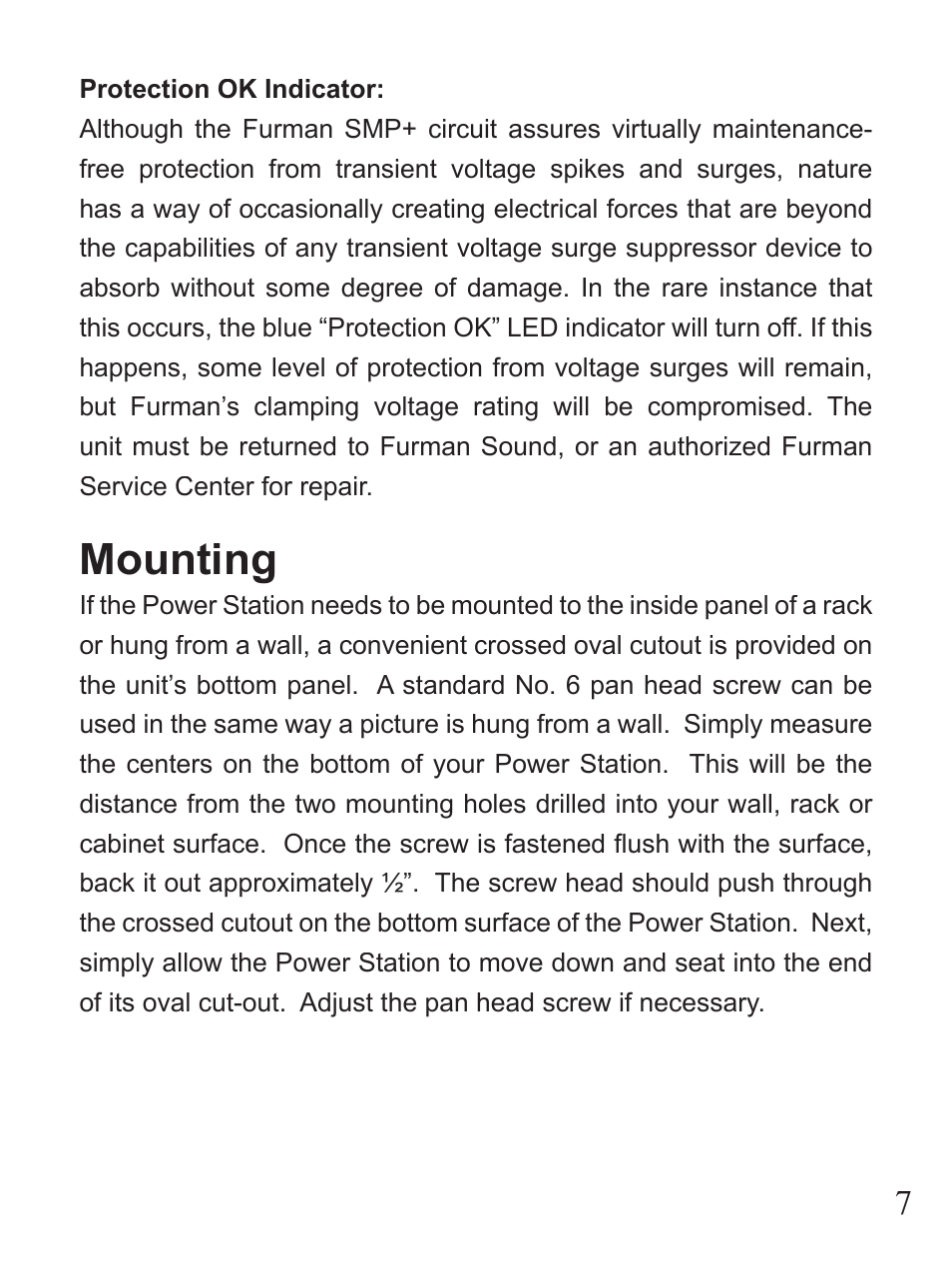 Mounting | Furman Sound PST-8 User Manual | Page 7 / 12