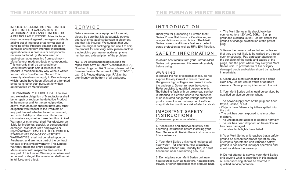 The furman merit series | Furman Sound PL-PRO DE II  EN User Manual | Page 3 / 4
