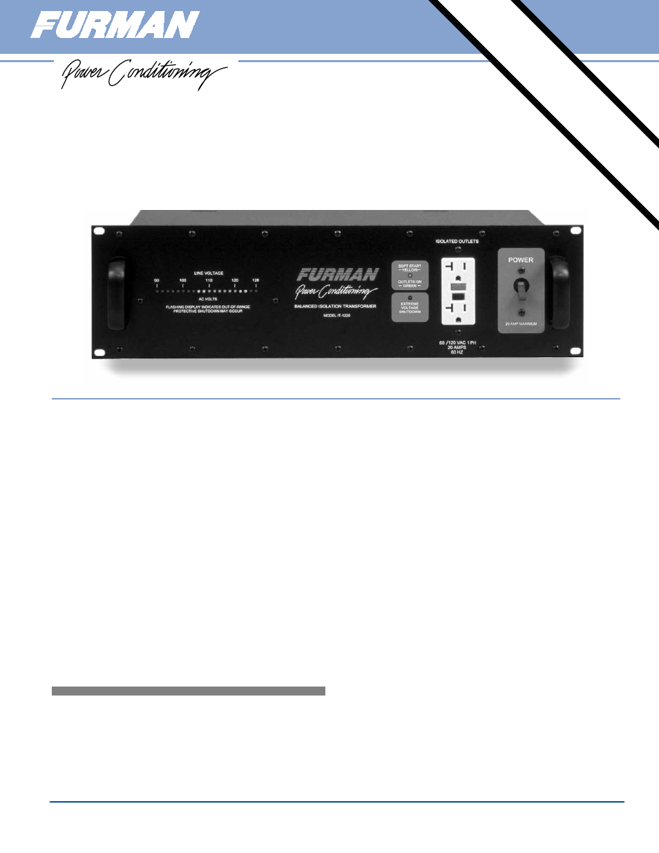 Furman Sound IT-1220 User Manual | 2 pages