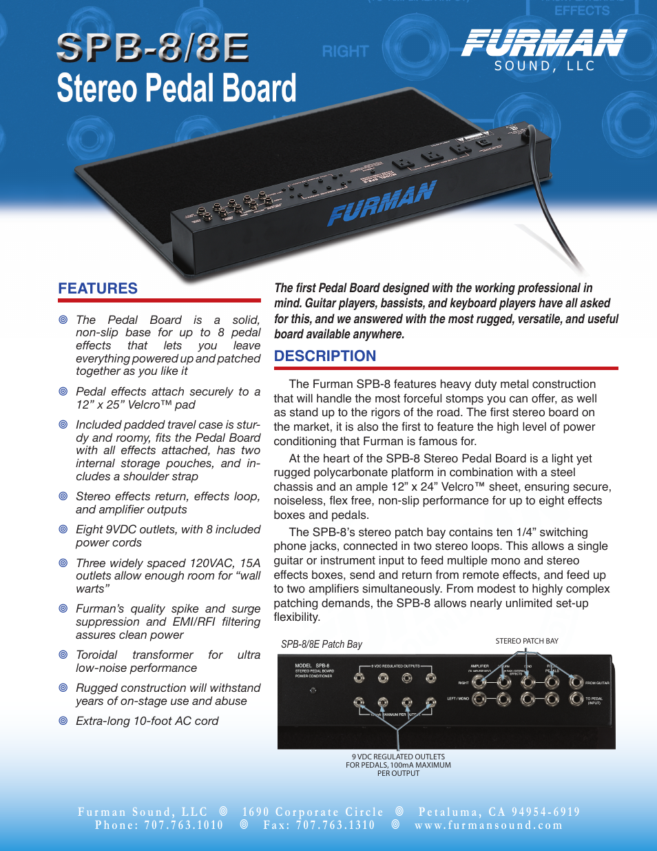 Furman Sound SPB-8/8E User Manual | 2 pages