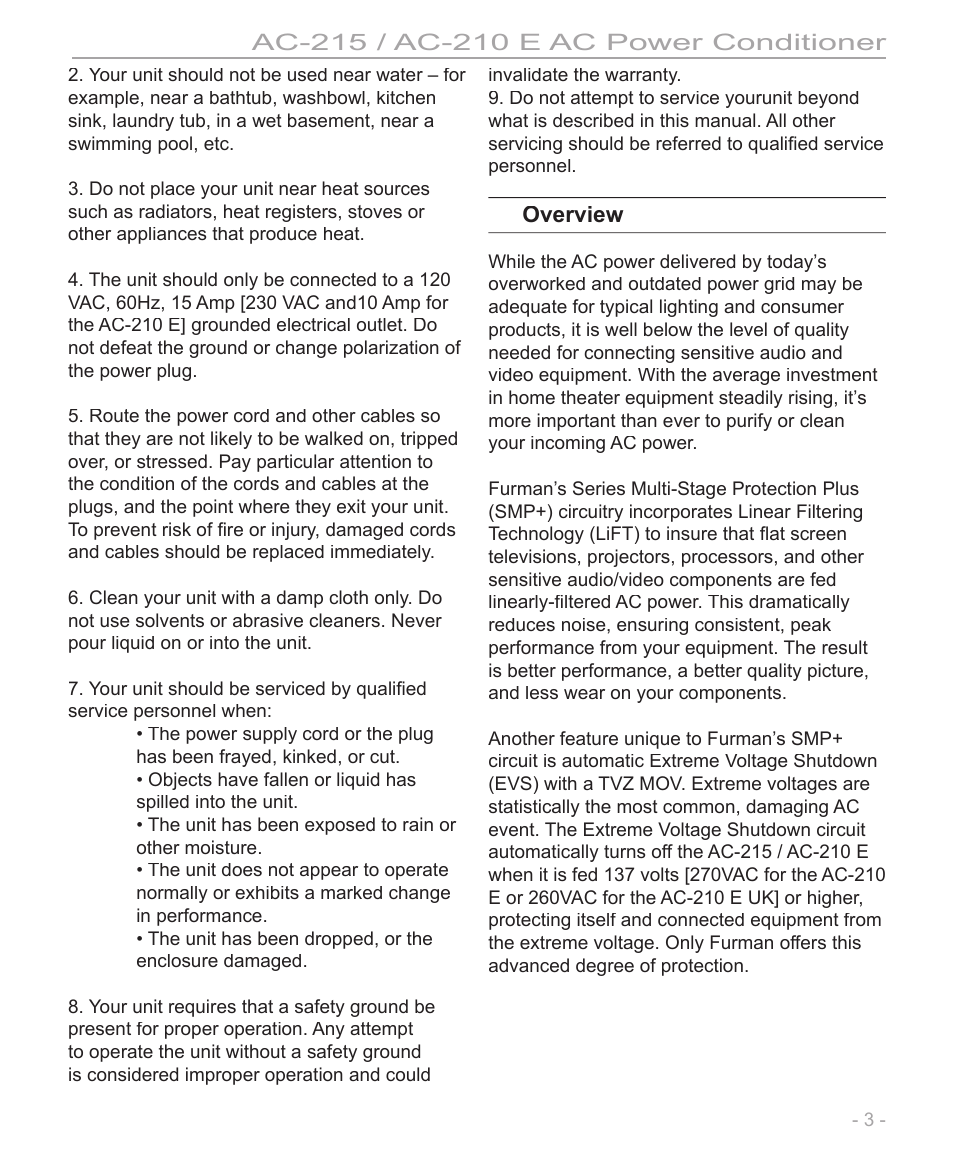 Overview | Furman Sound AC-210 E User Manual | Page 3 / 8