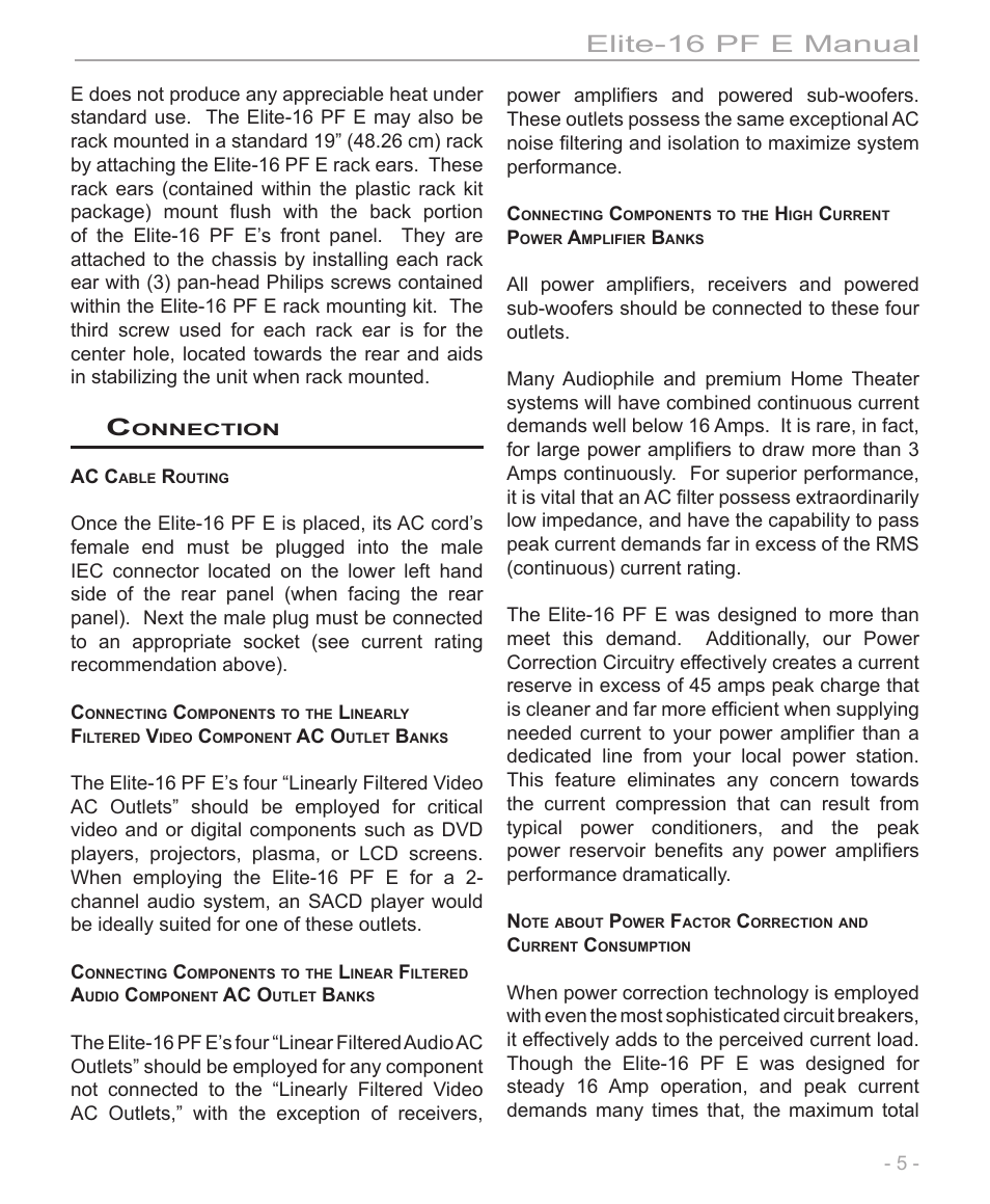 Elite-16 pf e manual | Furman Sound Elite-16 PF E User Manual | Page 5 / 12