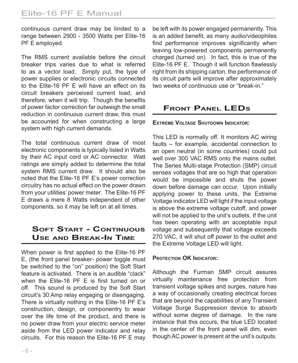 Elite-16 pf e manual | Furman Sound Elite-16 PF E User Manual | Page 6 / 12