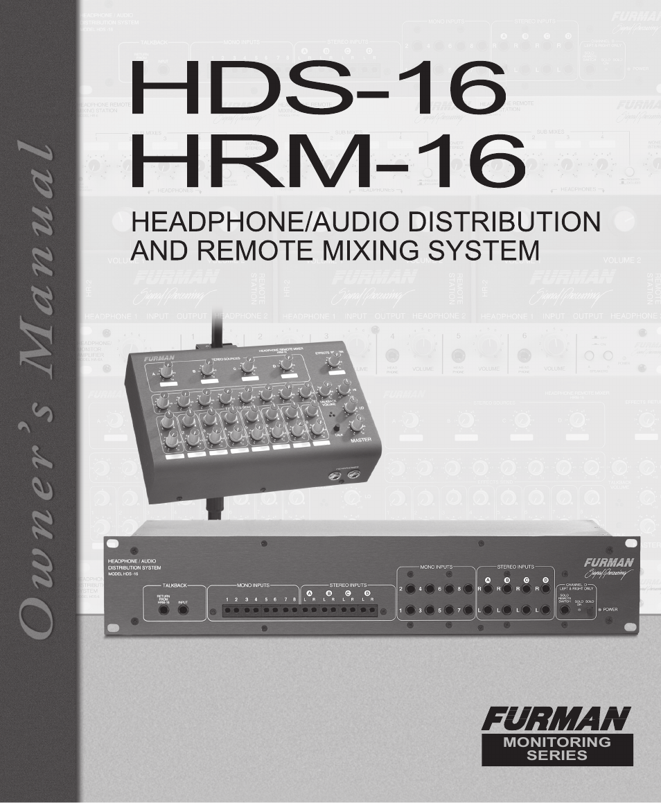 Furman Sound HDS-16 User Manual | 12 pages