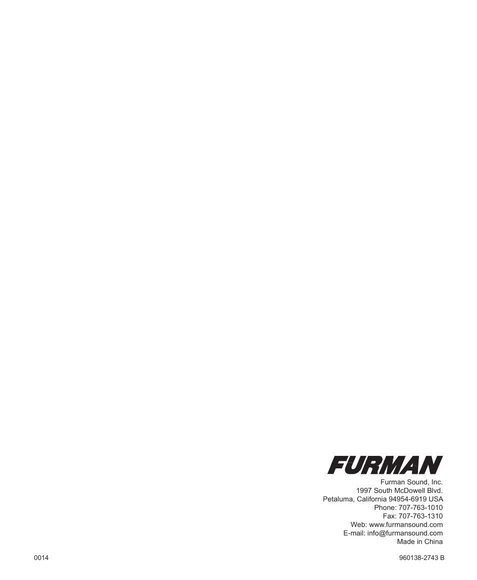 Furman Sound HDS-16 User Manual | Page 12 / 12