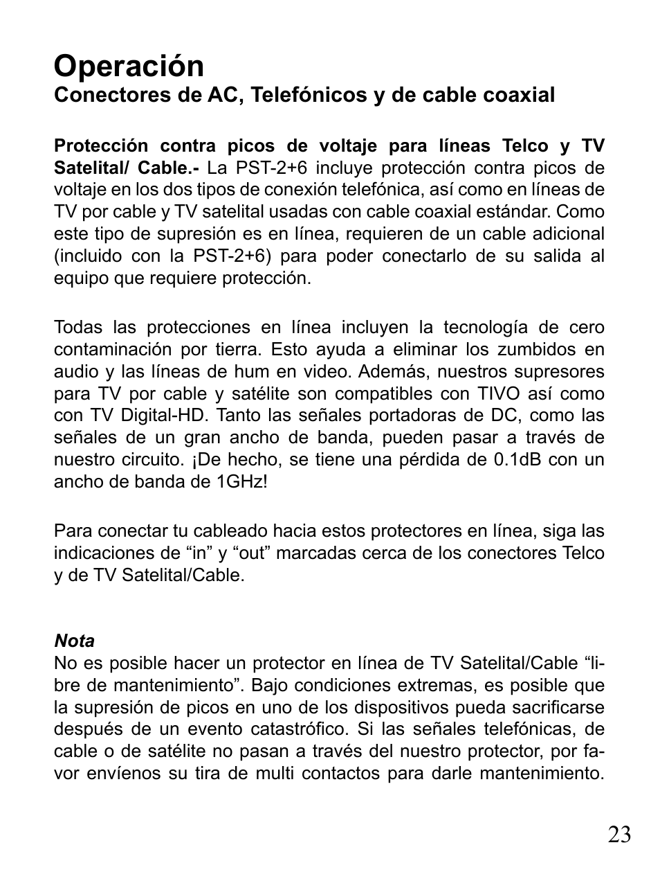 Operación | Furman Sound 2+6 User Manual | Page 23 / 28