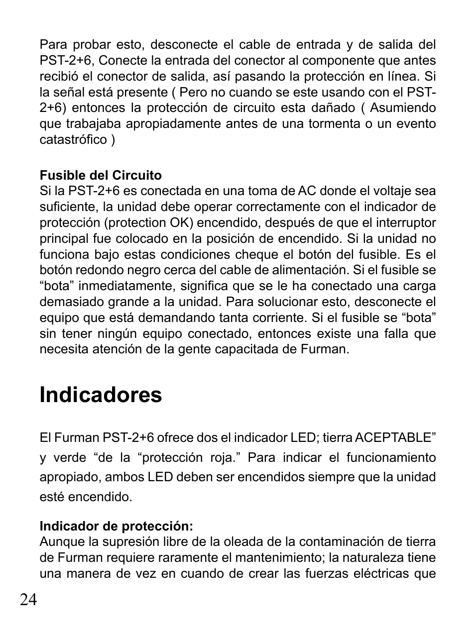 Indicadores | Furman Sound 2+6 User Manual | Page 24 / 28