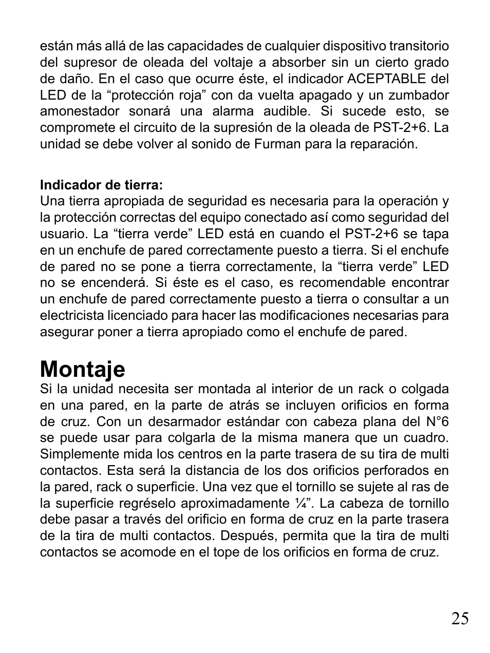 Montaje | Furman Sound 2+6 User Manual | Page 25 / 28