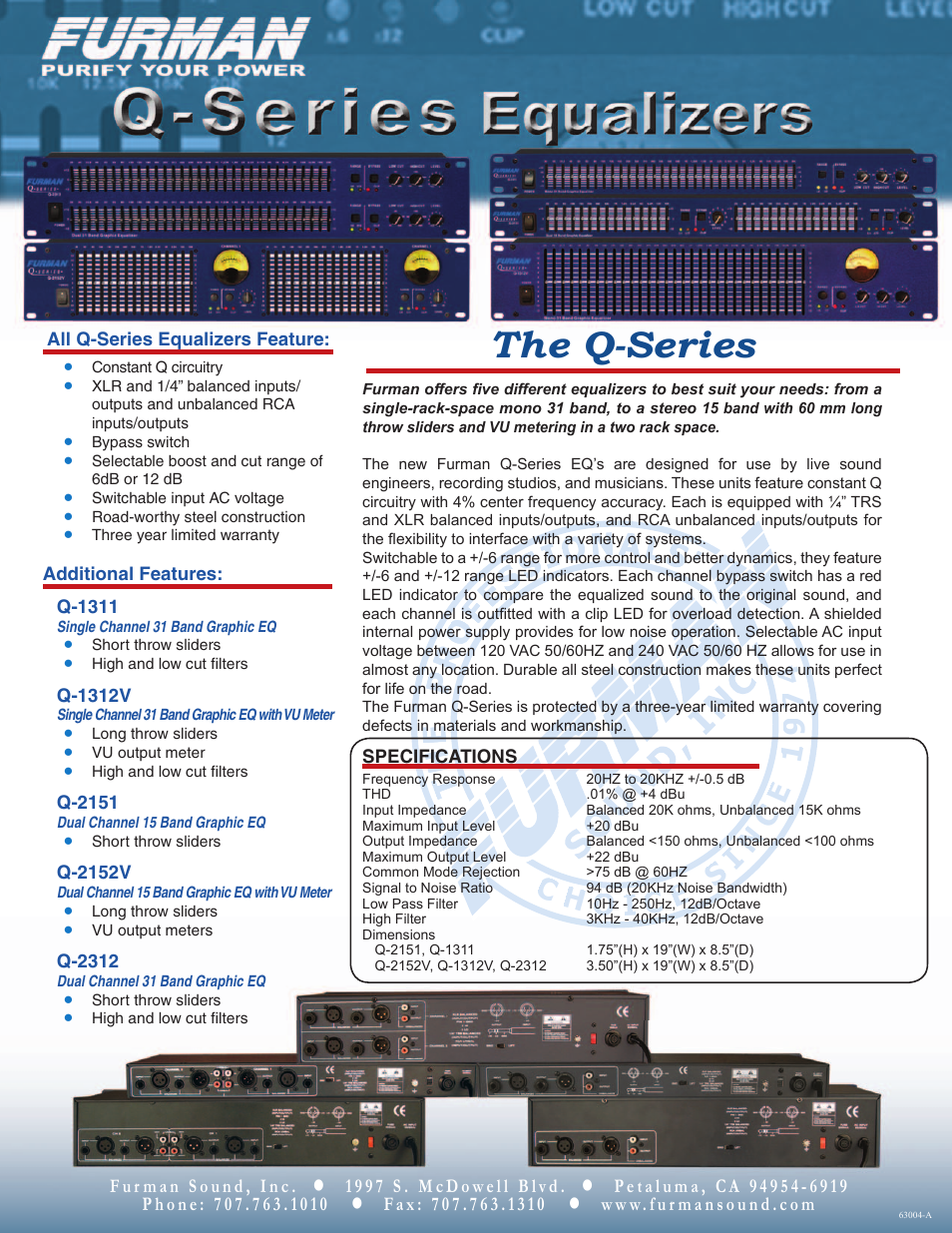 Furman Sound Q-Series Equalizer EQ-2151 User Manual | 1 page