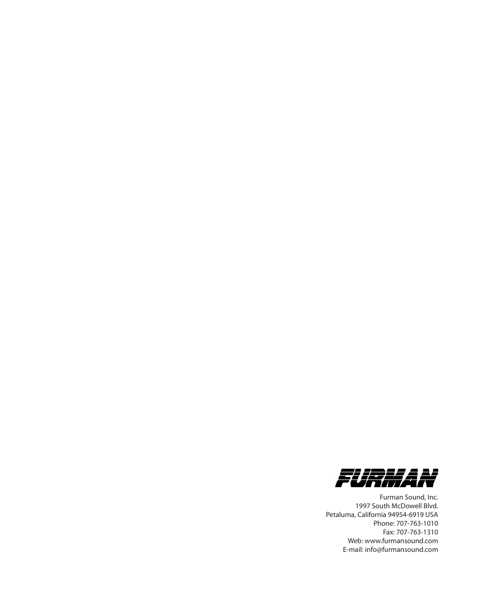 Sb-1000 manual | Furman Sound SB-1000 User Manual | Page 12 / 12