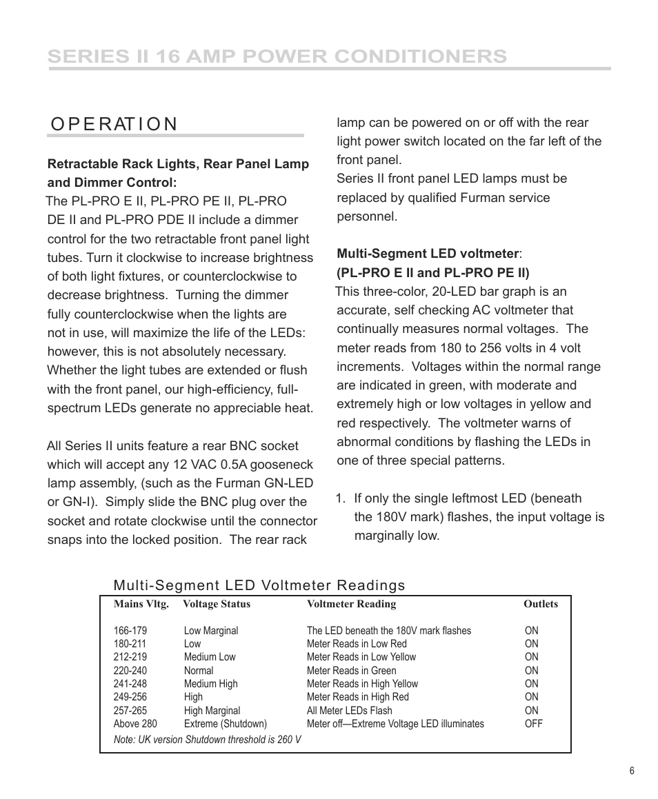 Series ii 16 amp power conditioners | Furman Sound PL-PRO E II User Manual | Page 7 / 12