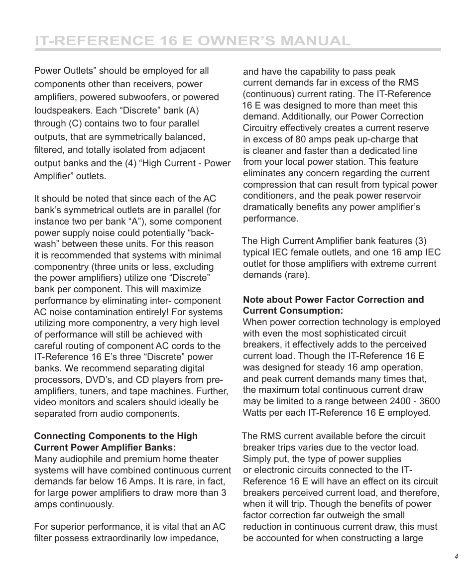 It-reference 16 e owner’s manual | Furman Sound 16 E User Manual | Page 5 / 12