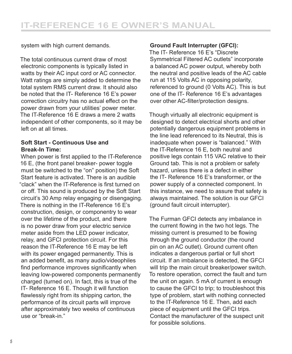 It-reference 16 e owner’s manual | Furman Sound 16 E User Manual | Page 6 / 12