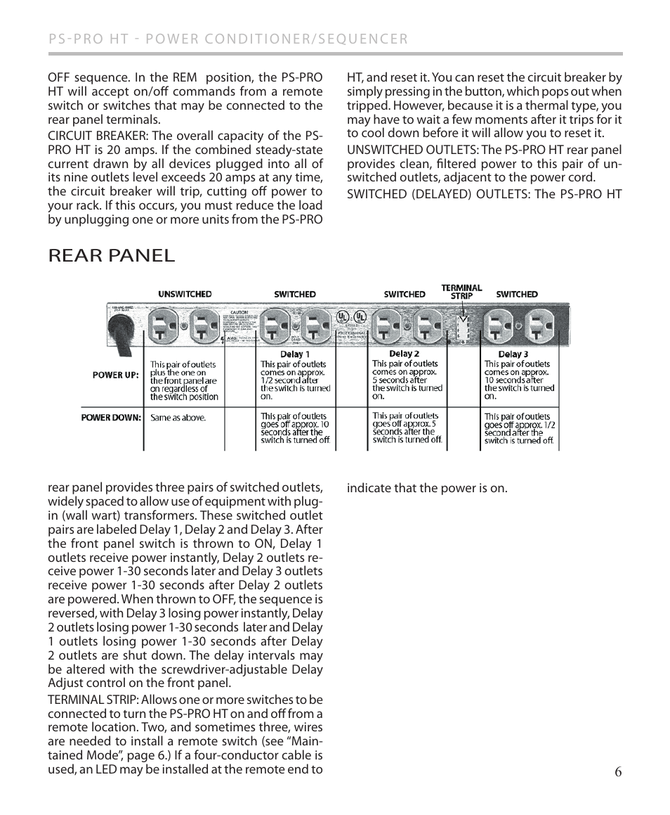 Rear panel | Furman Sound PS-PRO HT User Manual | Page 7 / 12