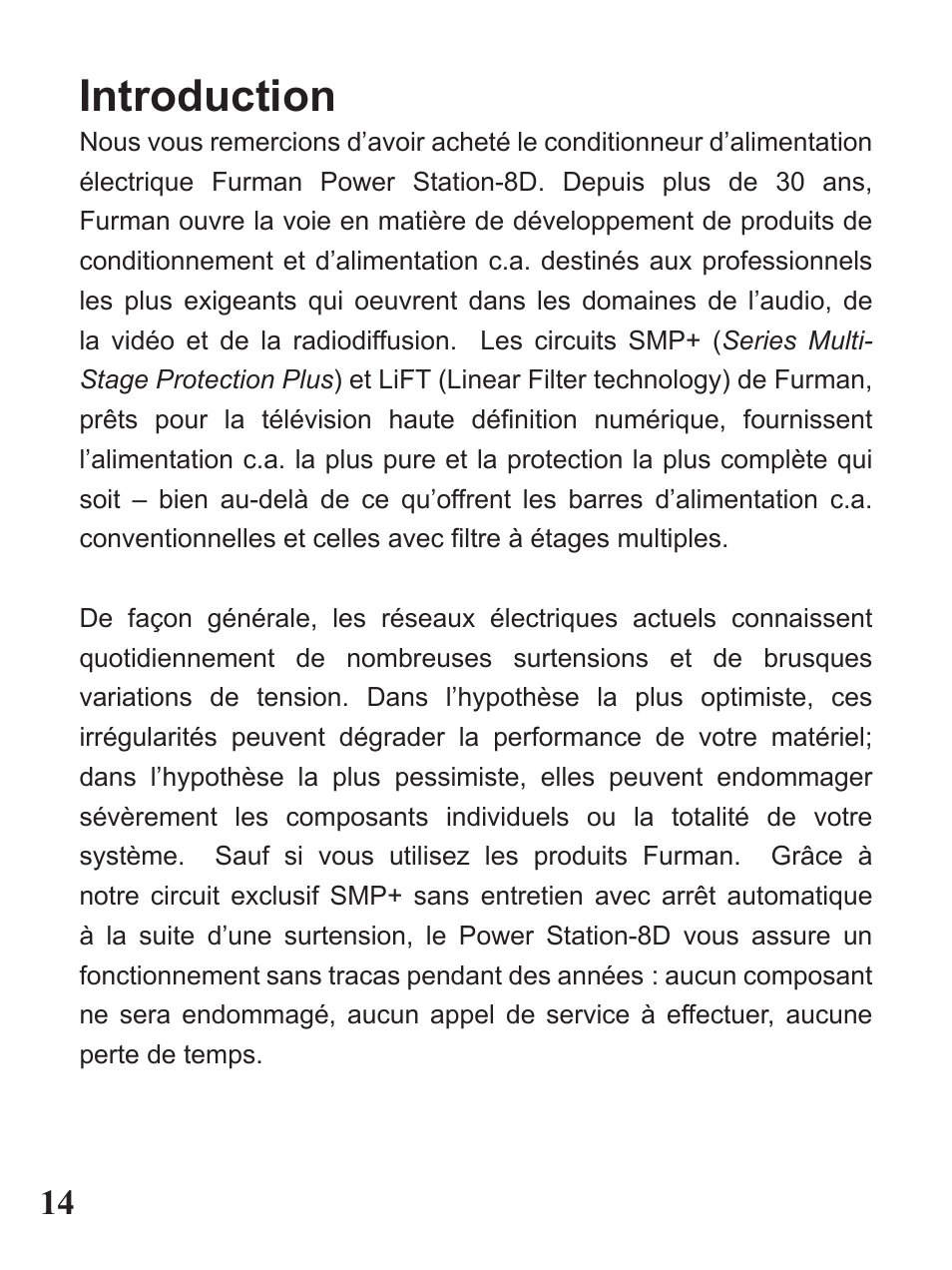 Introduction | Furman Sound PST-8D User Manual | Page 14 / 36